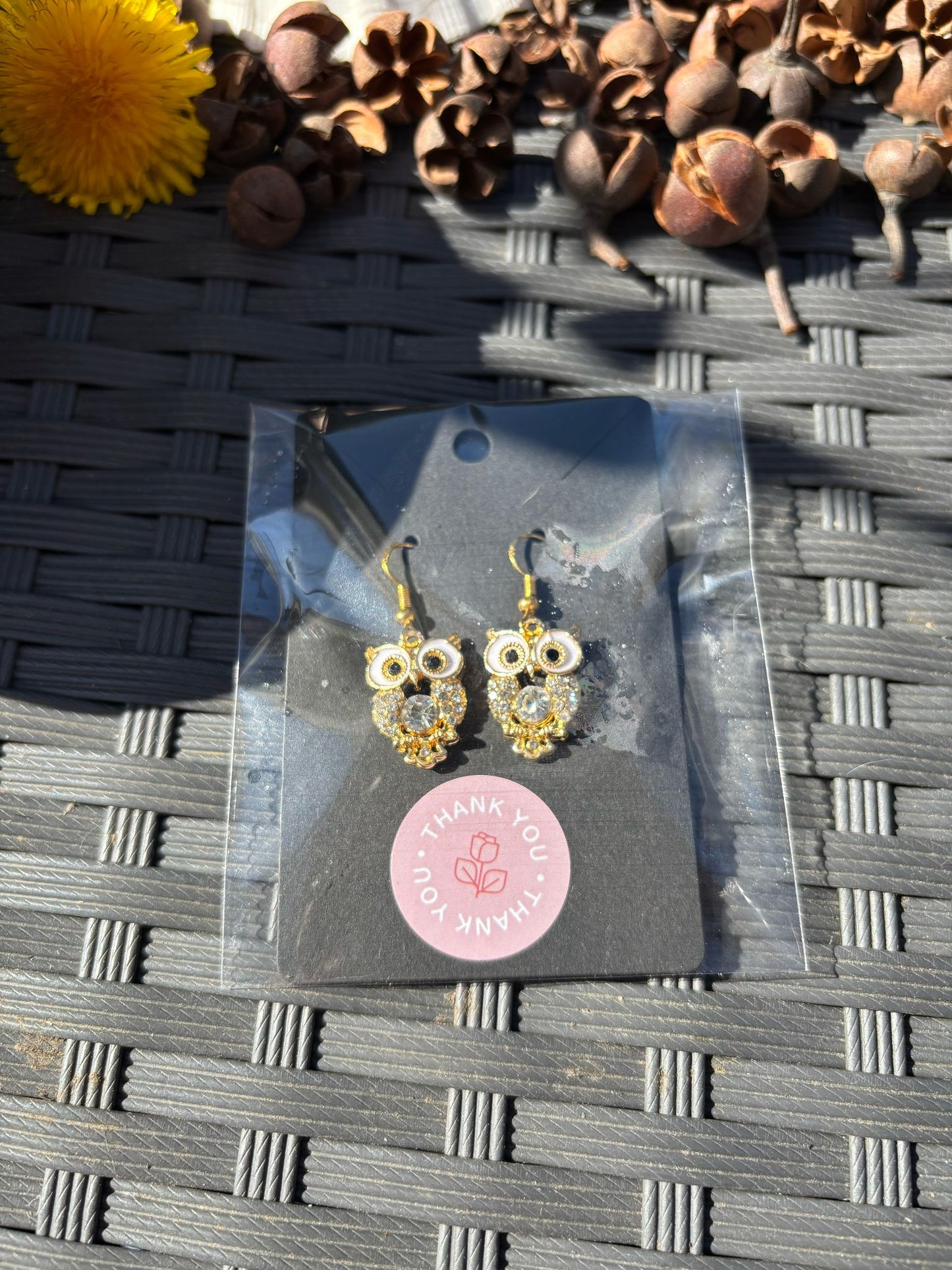 🦉 Boucles d’Oreilles - Chouette Dorée